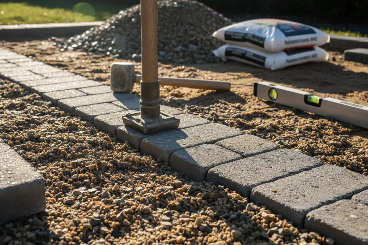 Paved base foundation work for interlocking paving, no faces