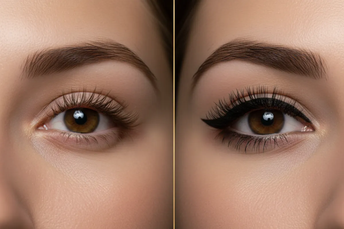 Macro photography of precision permanent eyeliner