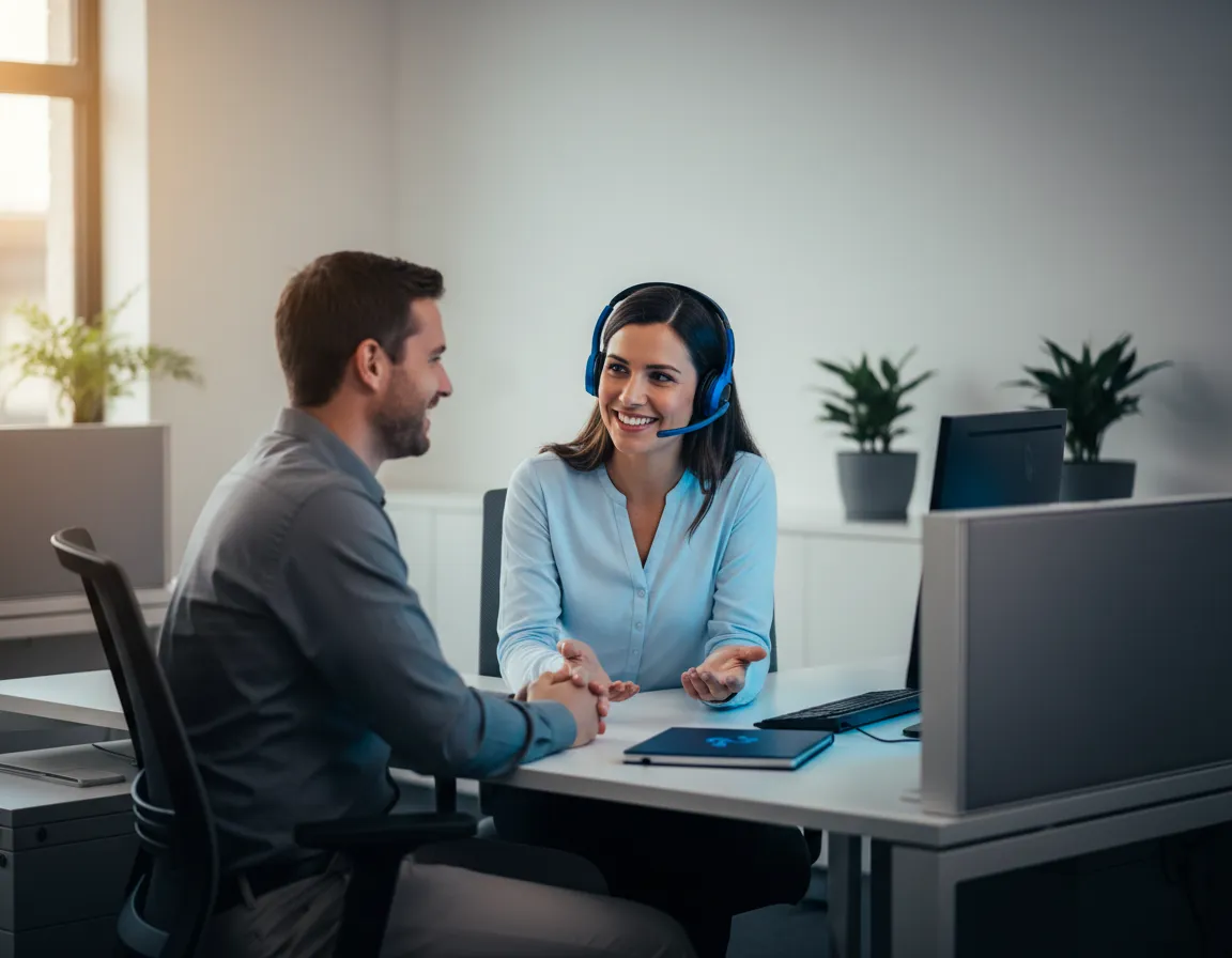 Dedicated support team assisting clients