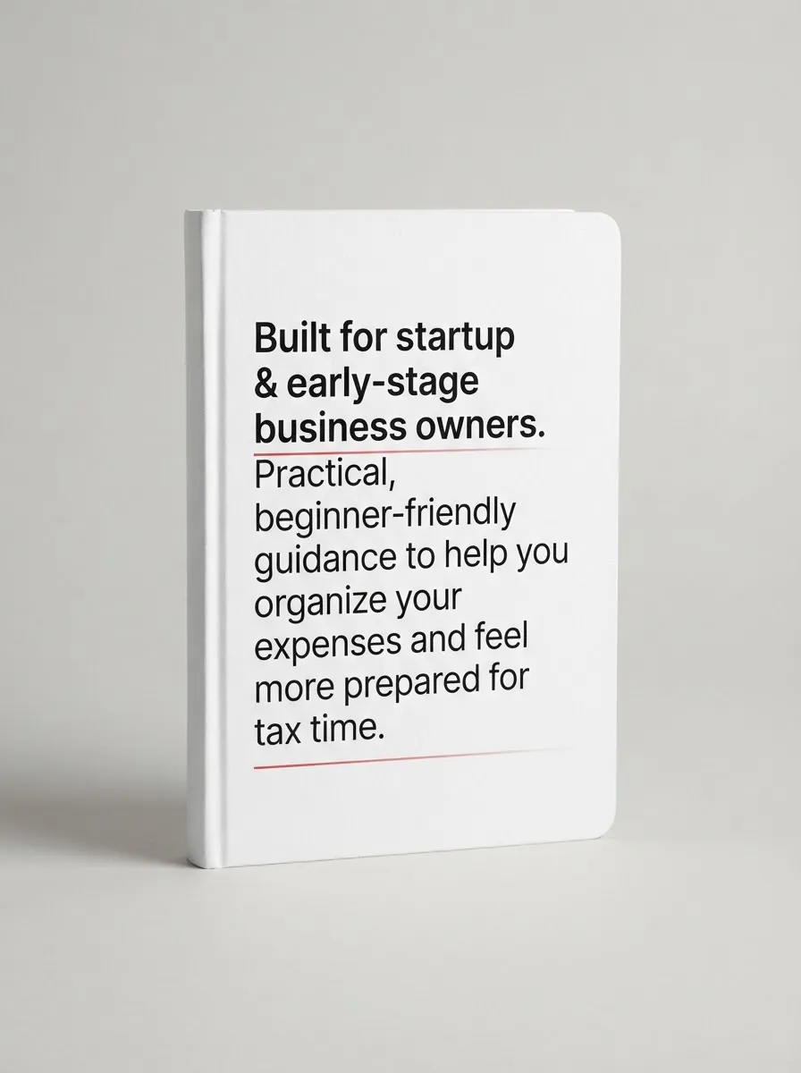 Built for startup & early-stage business owners. Practical, beginner-friendly guidance to help you organize your expenses and feel more prepared for tax time.