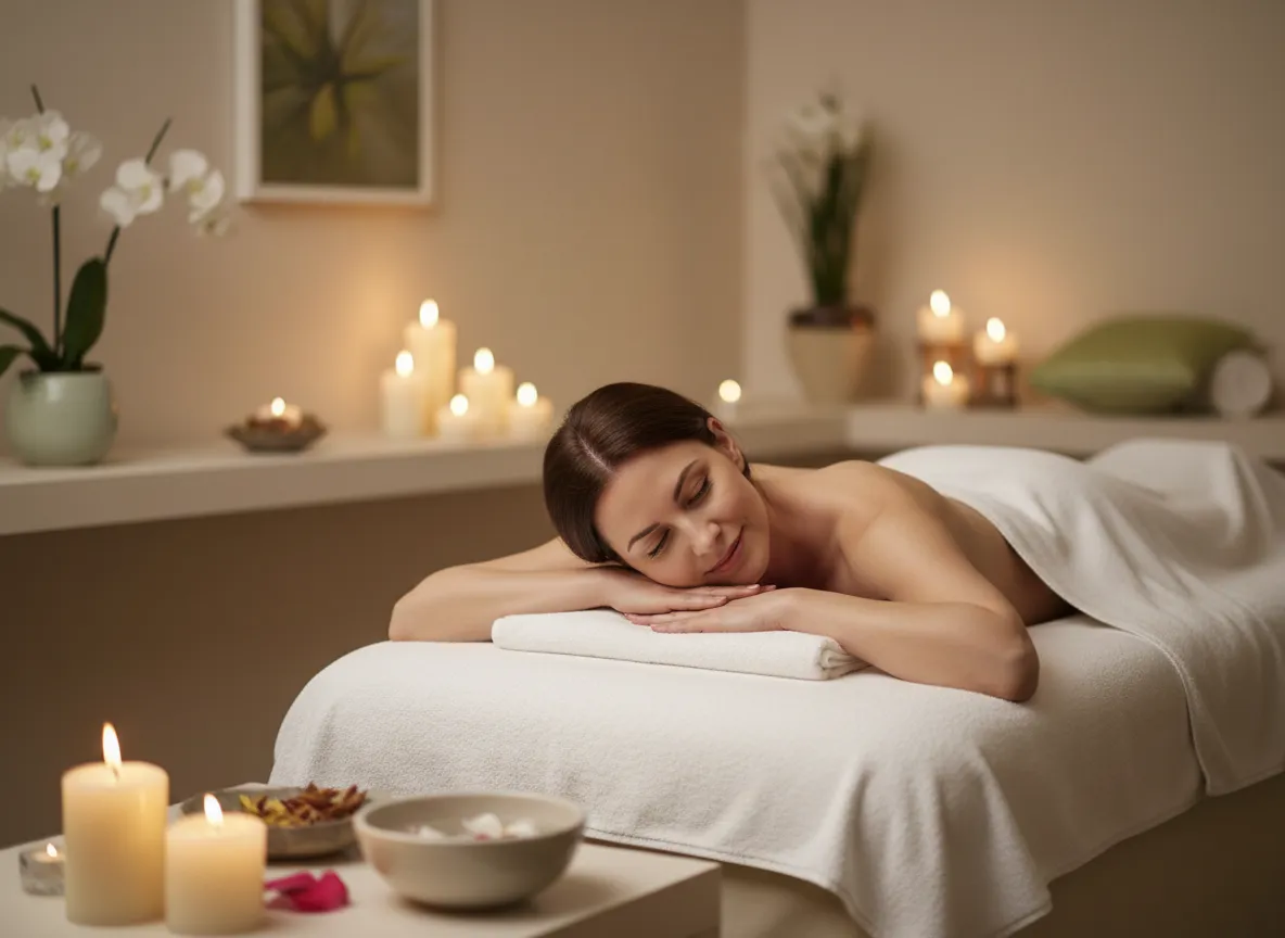 Persona relajándose en masaje de spa premium