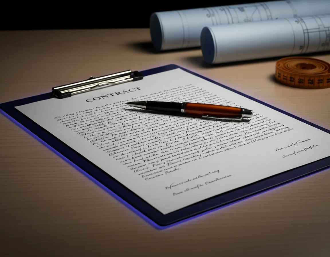 Professional blueprint and clipboard representing clear business practices