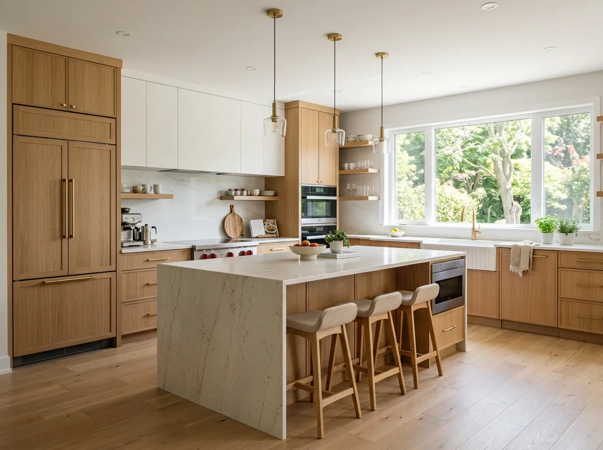 Rénovation résidentielle à Île-Bizard (Montréal) — cuisine contemporaine, matériaux nobles et lignes épurées