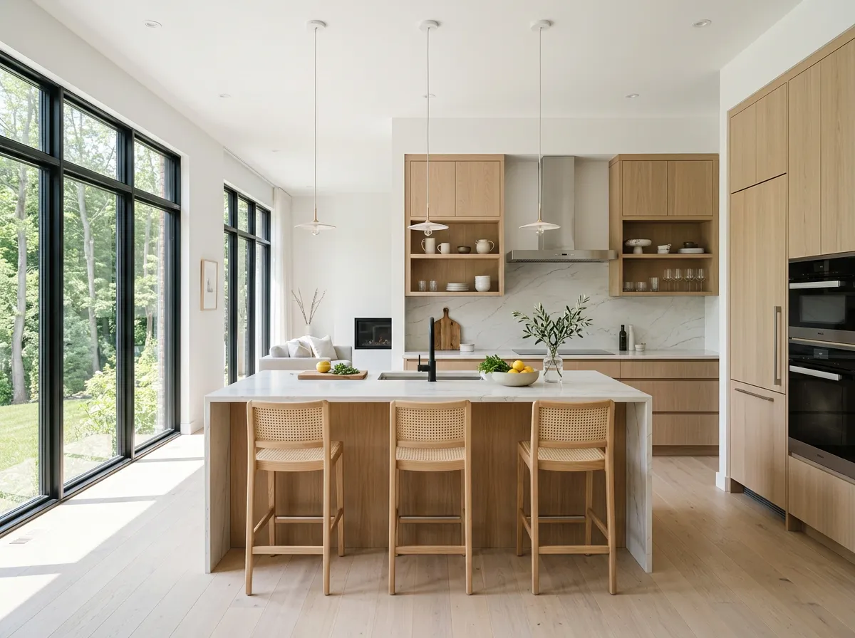 Design d’intérieur contemporain à Laval (Québec) — cuisine moderne lumineuse, matériaux nobles, finitions haut de gamme
