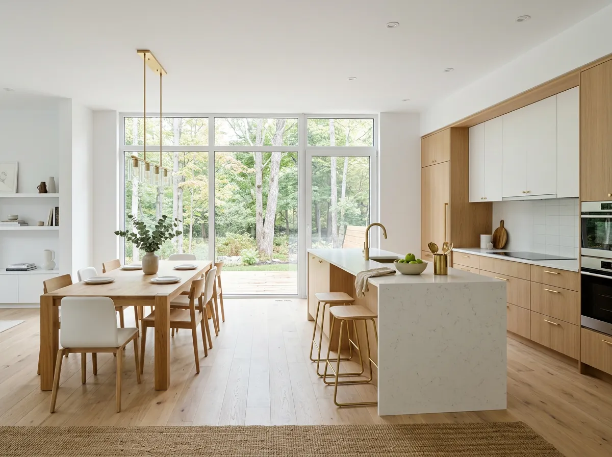 Design intérieur lumineux à Sainte-Catherine (Québec) — cuisine et salle à manger contemporaines