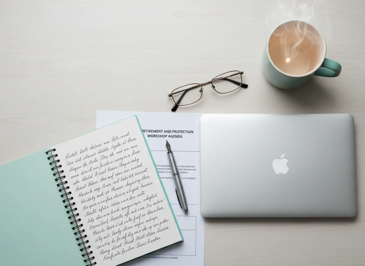 Professional learning environment with notebooks and laptop