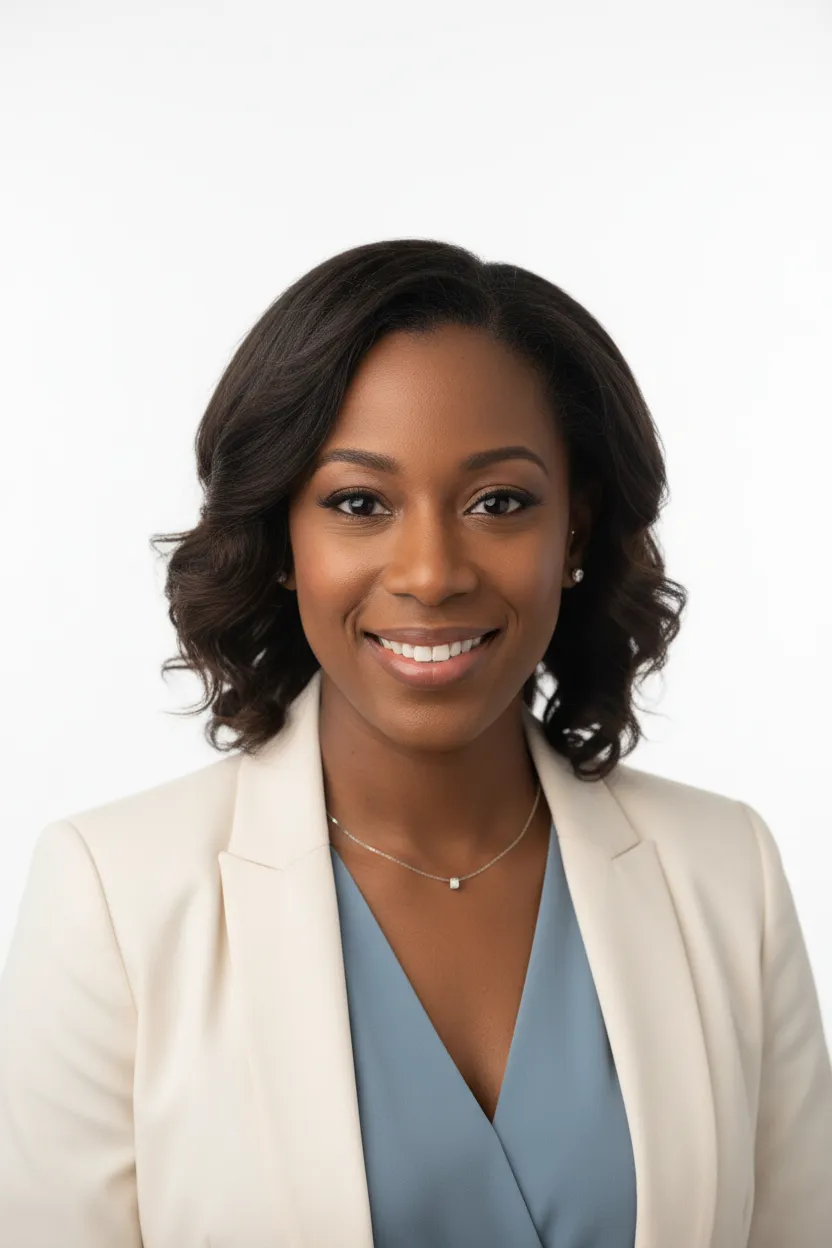 Professional coach headshot portrait – Black woman on clean background