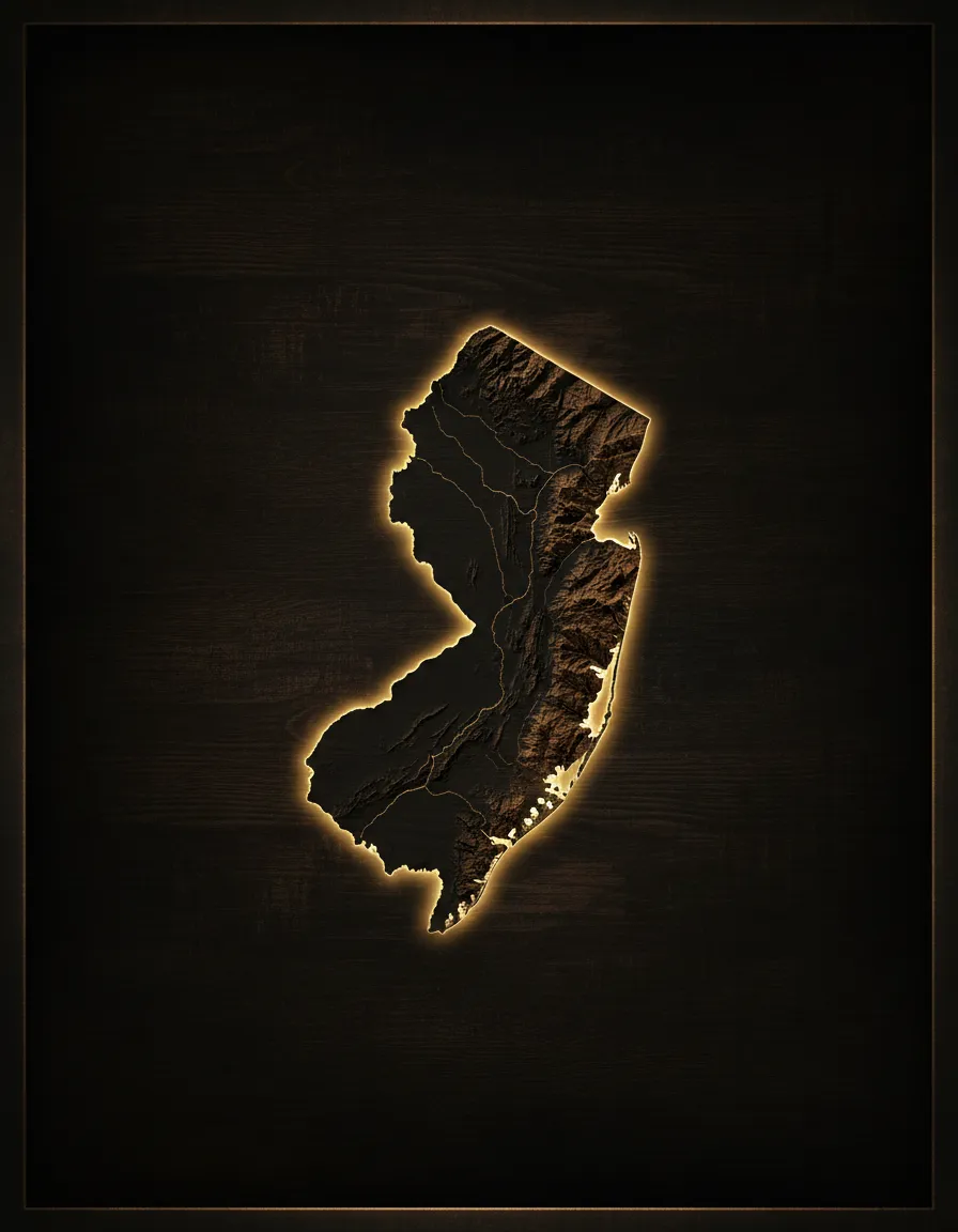 Moody map graphic showing Kama Builders' service area across New Jersey and Northeast Pennsylvania