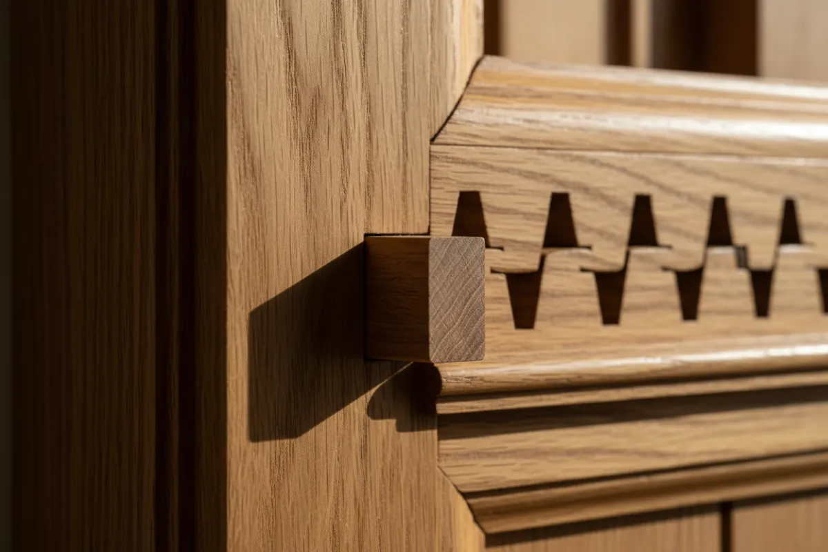 Close-up of detailed millwork and joinery