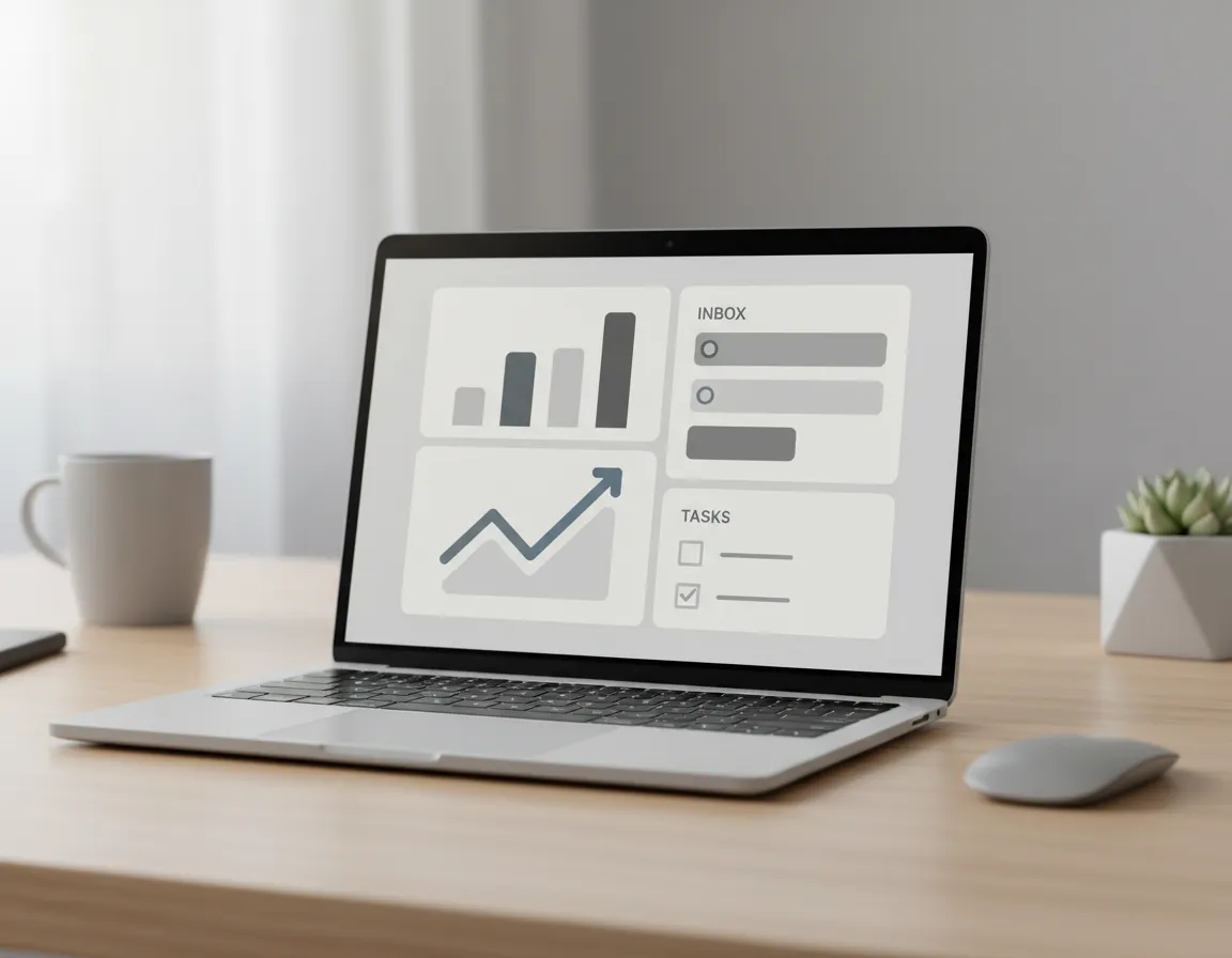 Minimalist workspace representing virtual assistant services