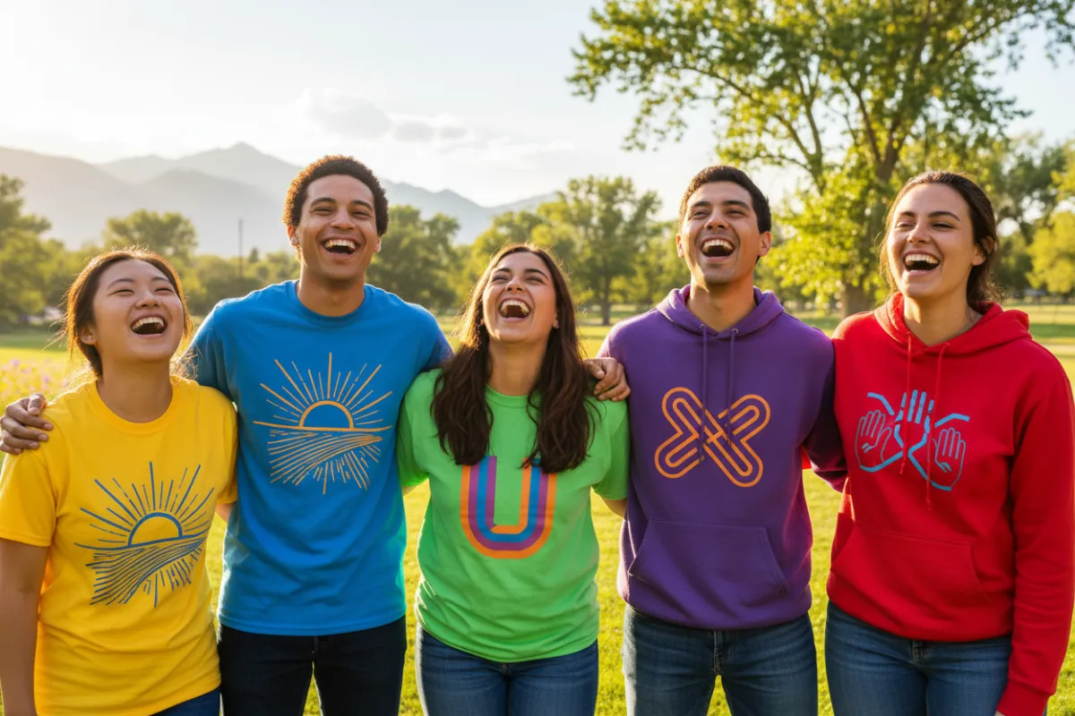 Charcoal gray hoodie with embroidered logo, draped over a park bench.