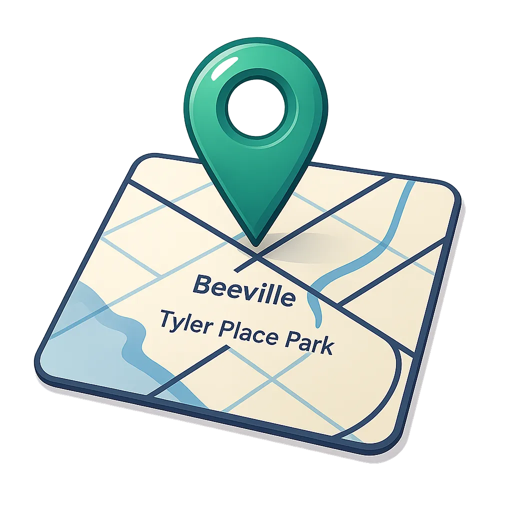 Map showing Tyler Place Park location in Beeville