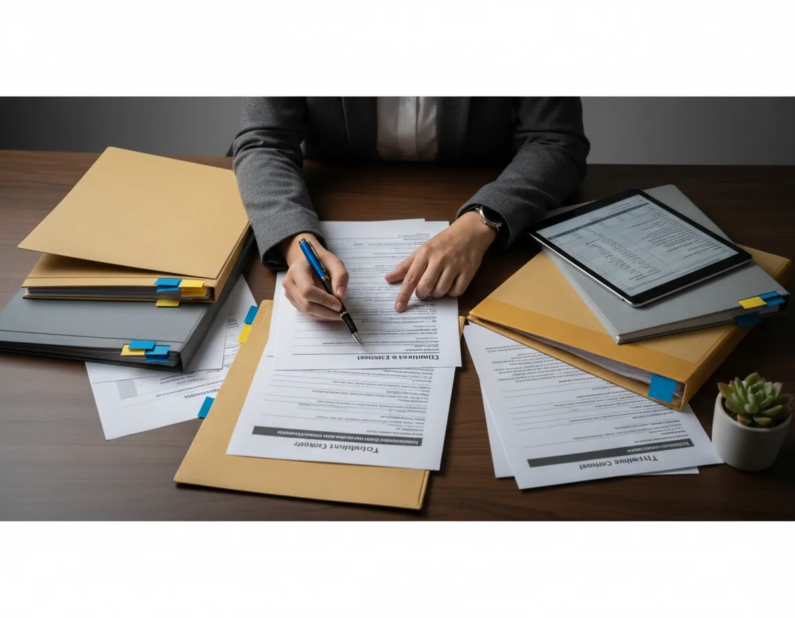 Professional reviewing tax documents