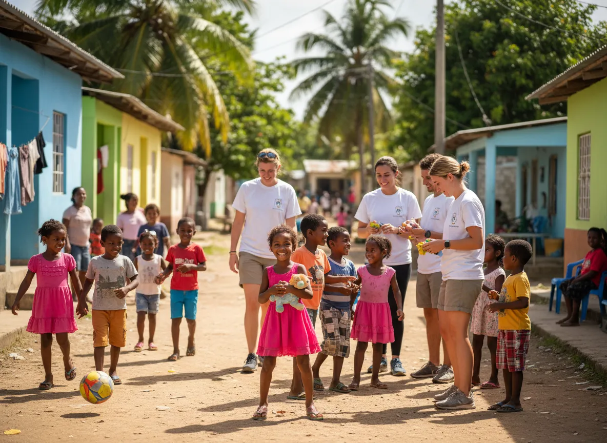 Children and families in a village