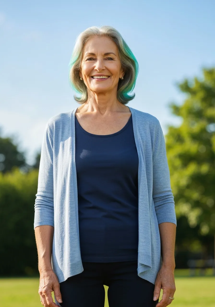 Active senior smiling confidently