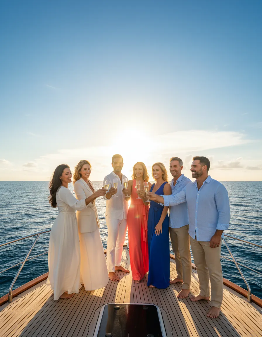 Bachelor and bachelorette party on a luxury yacht