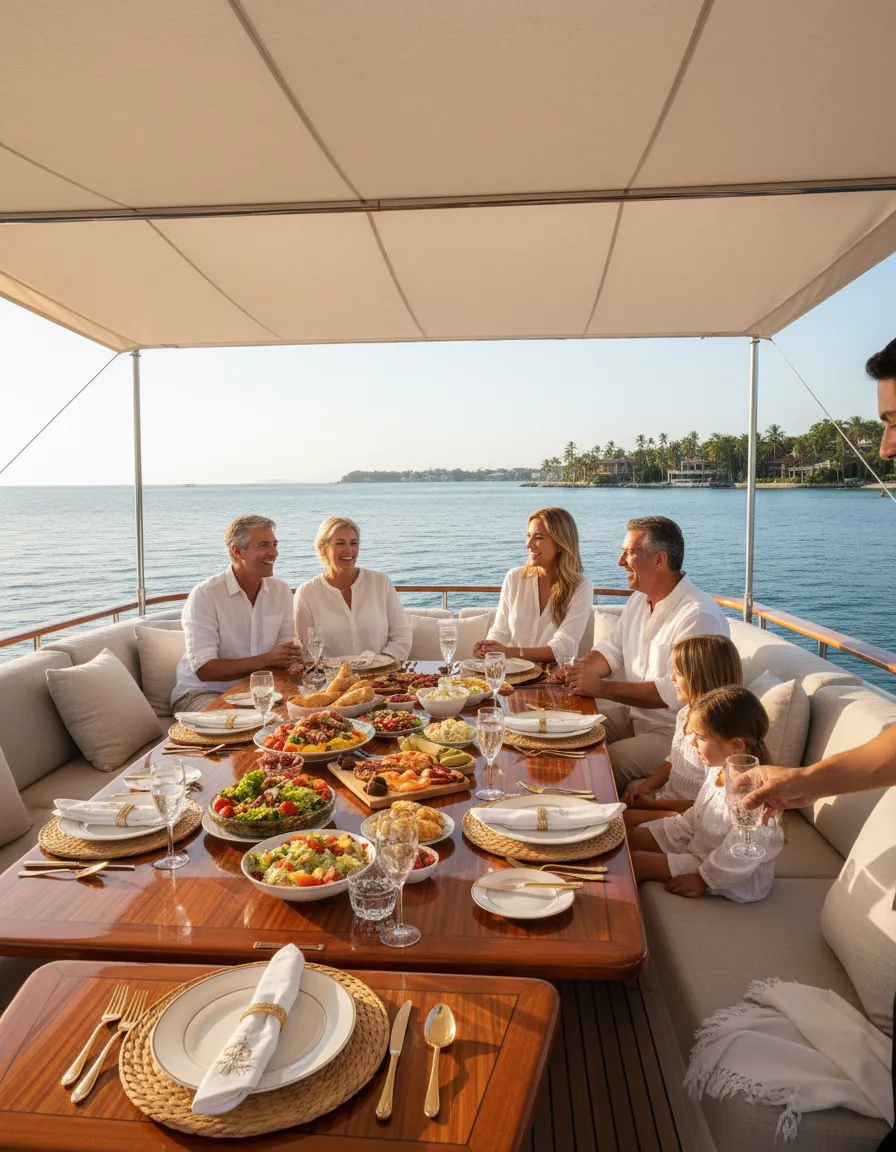 Family enjoying a luxury yacht charter in Banderas Bay