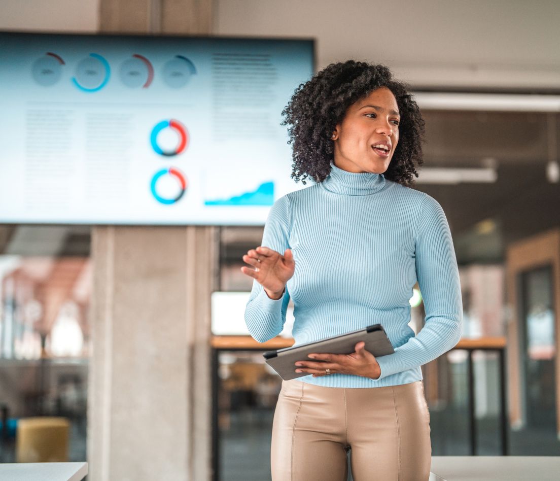 Woman presenting IT data