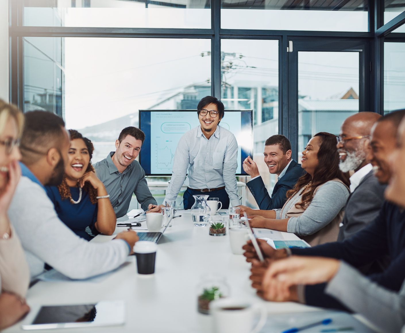 Team having a meeting in office
