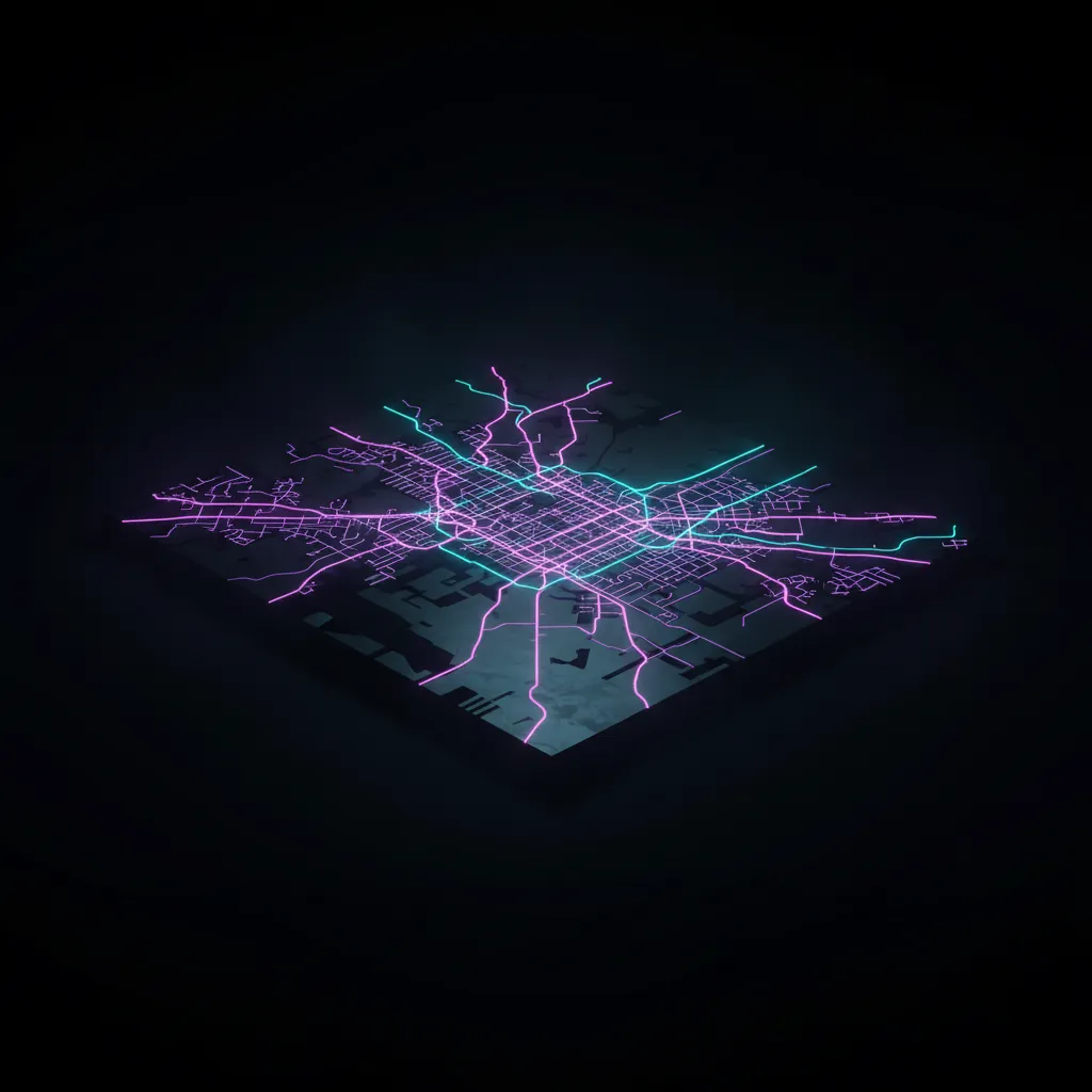 Sleek dark-mode atmospheric map visual of Phoenix and Scottsdale service areas