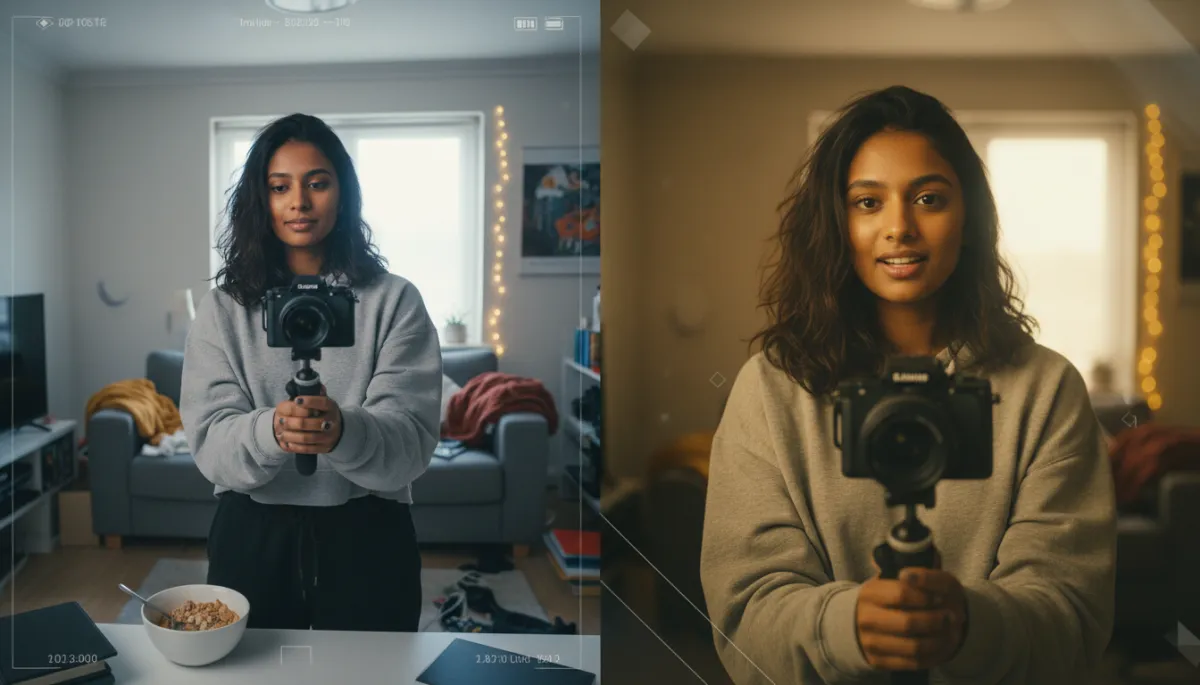 Before and after of vlog style video