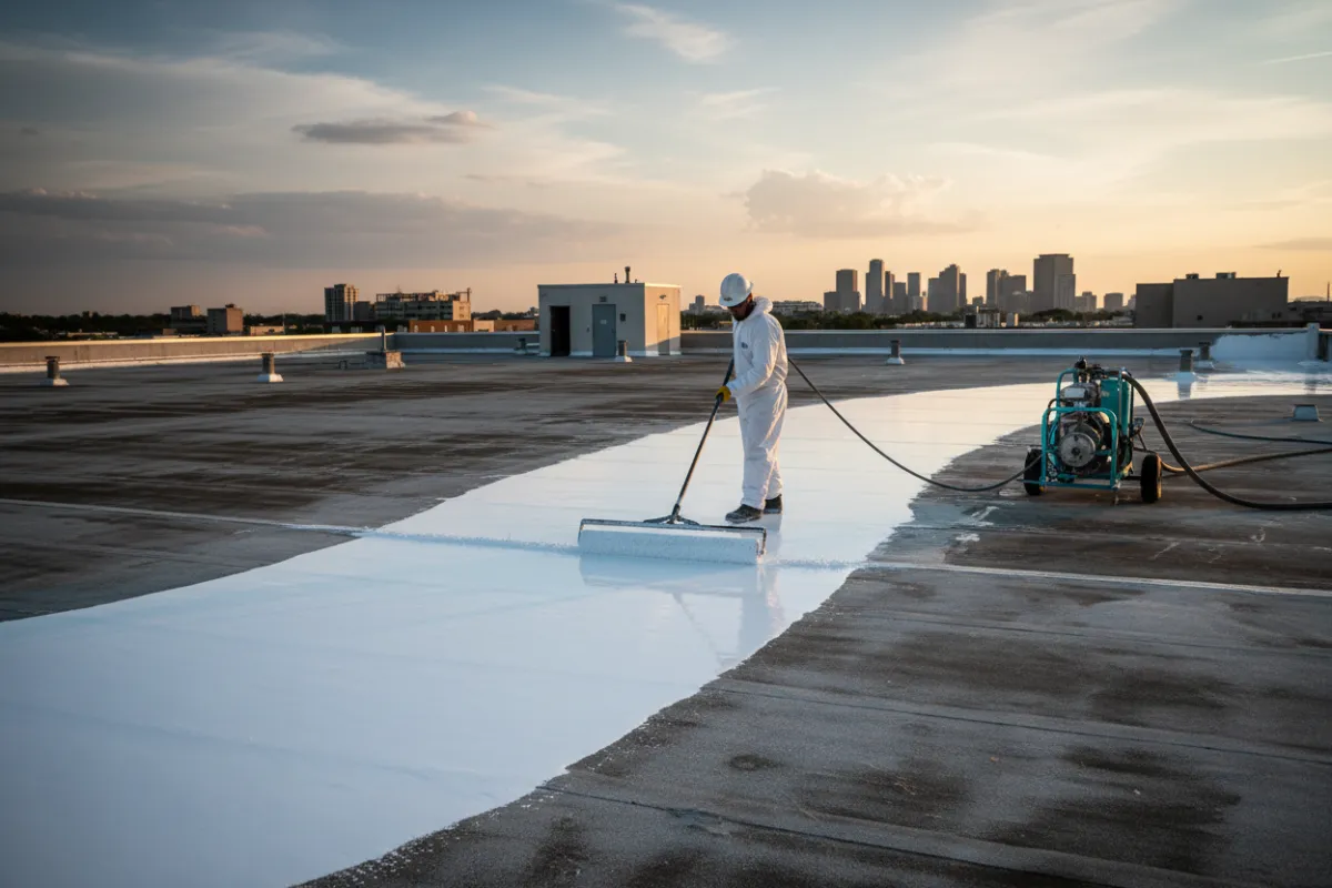 Advanced roof coating application for commercial buildings