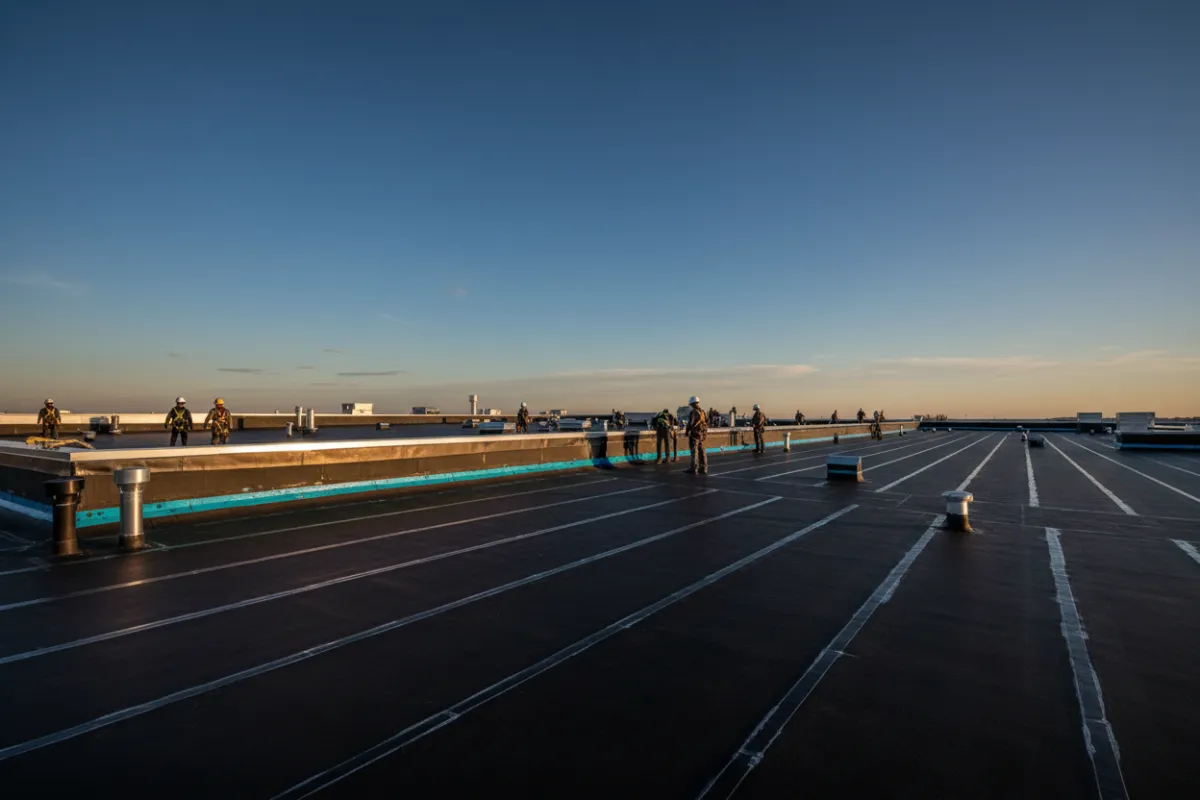 Industrial flat and low-slope roofing installation