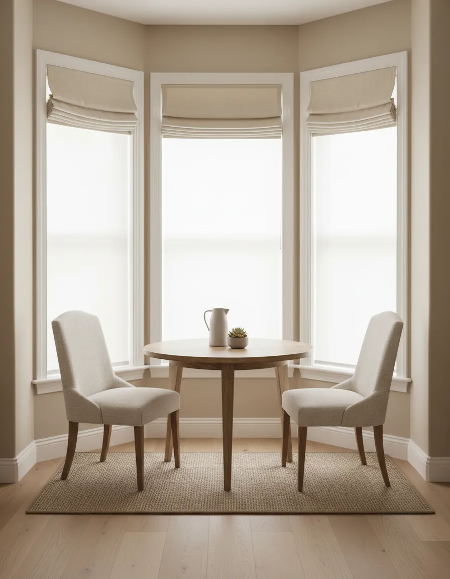 Dining nook with tailored blinds