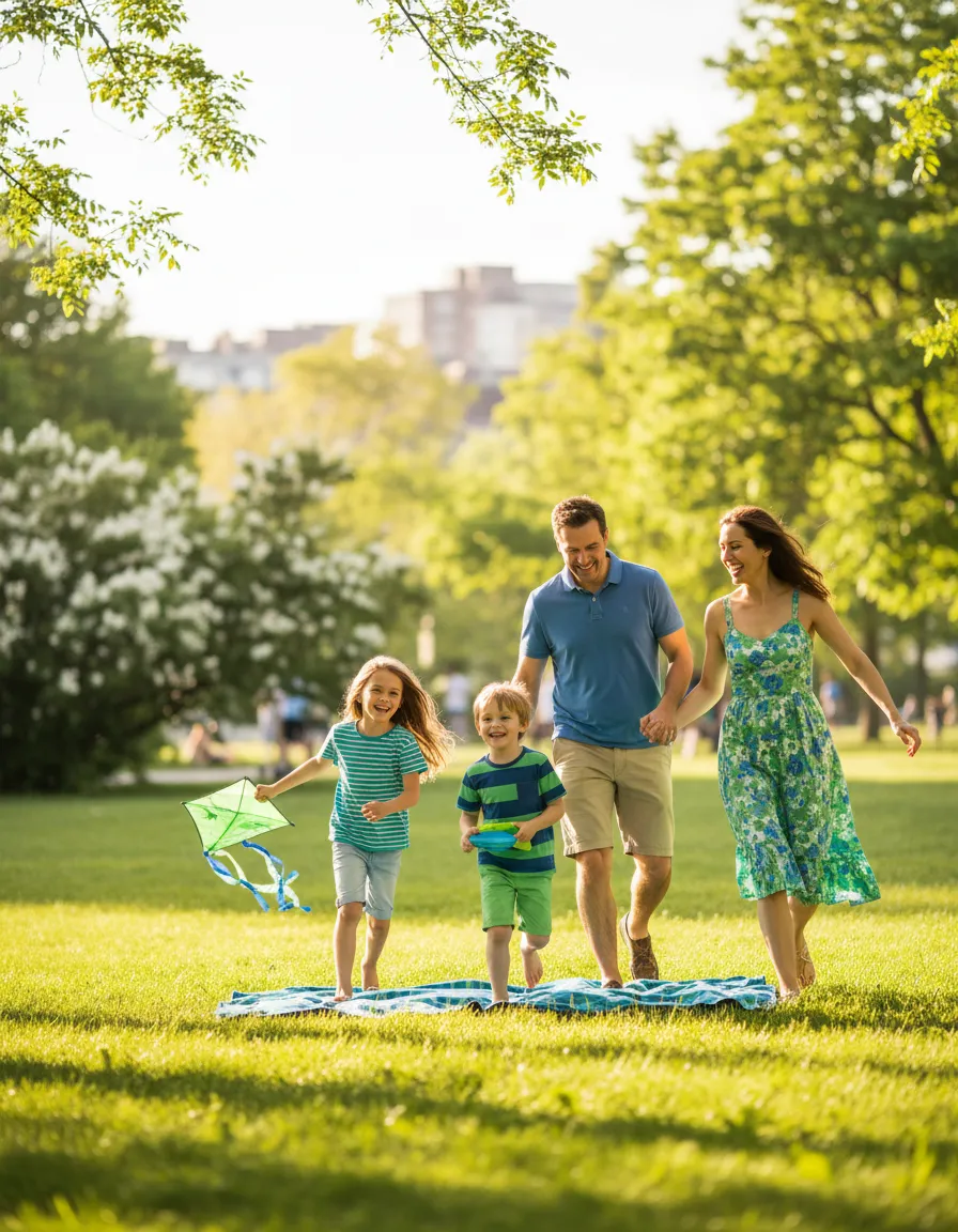 A happy family feeling financially secure and protected.