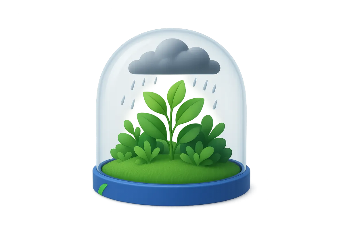 A healthy garden protected from bad weather, illustrating an indexed annuity