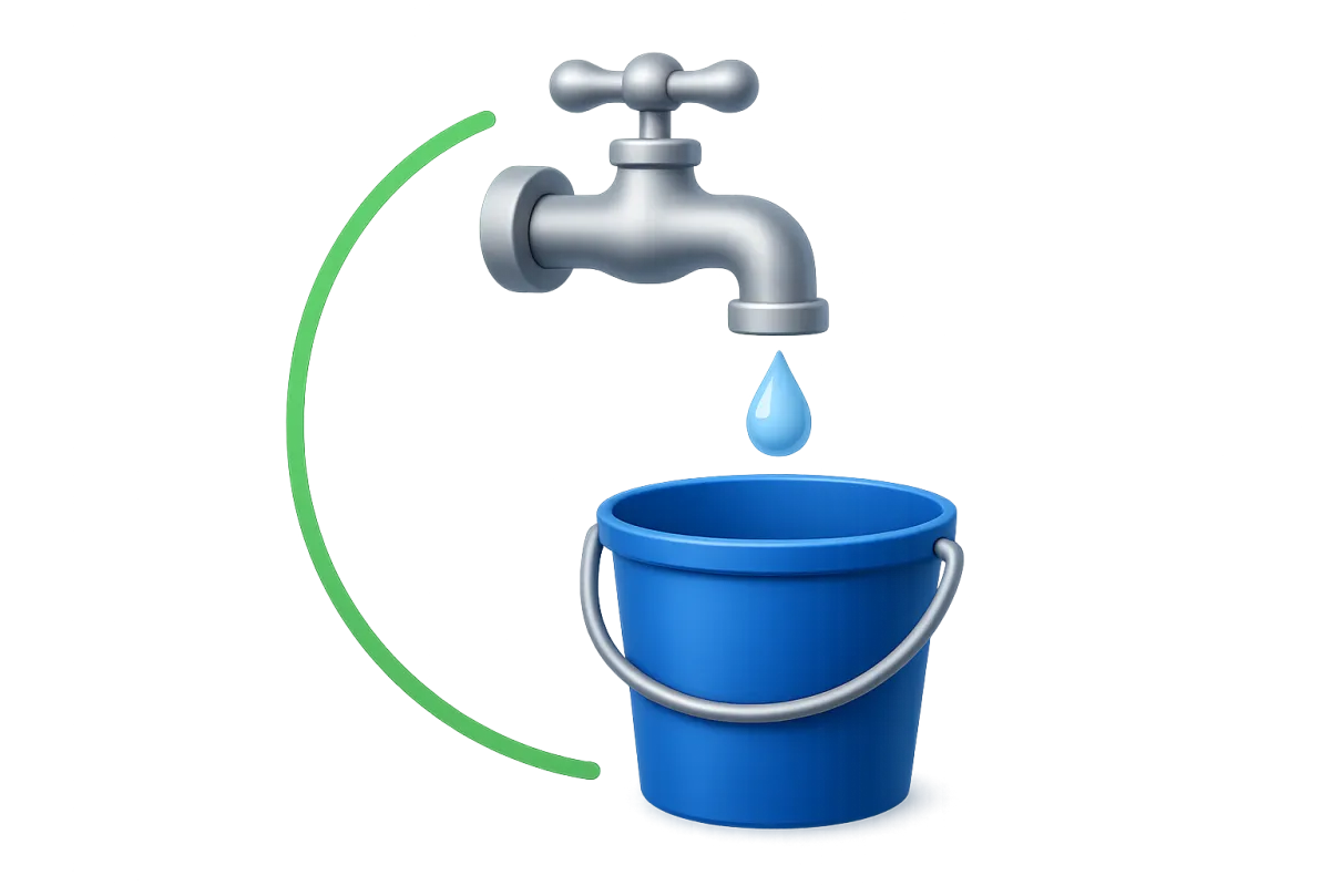 A gentle, steady drip of water illustrating consistent growth