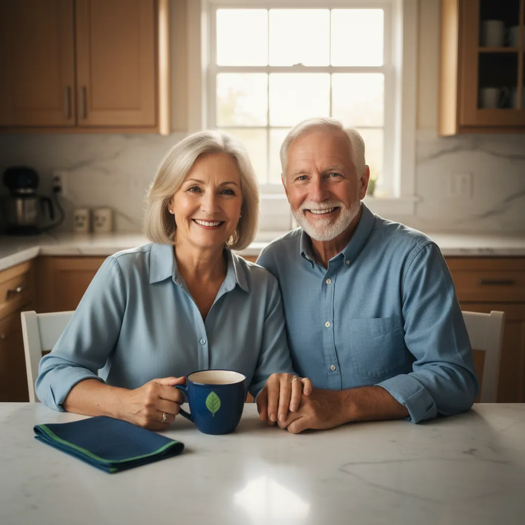 Older couple looking relieved and happy, representing the peace of mind final expense insurance provides