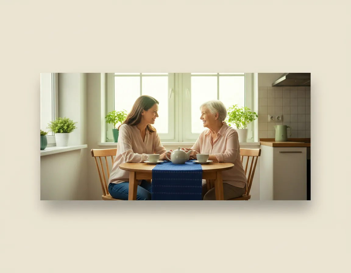 Adult child spending quality, stress-free time with their elderly parent