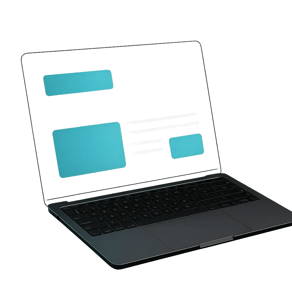 Sleek professional laptop mockup displaying a high-converting client website