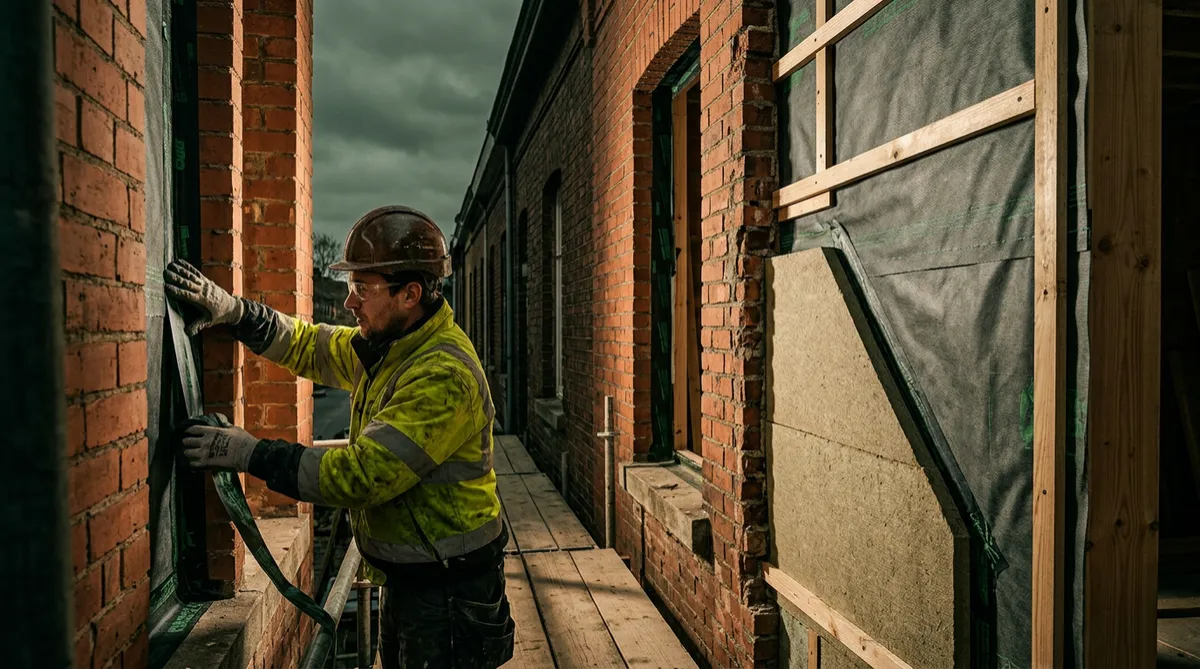 Active structural insulation and airtight membrane retrofit in rowhouse