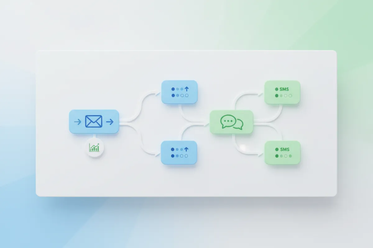 Automation flow showing email and SMS journey