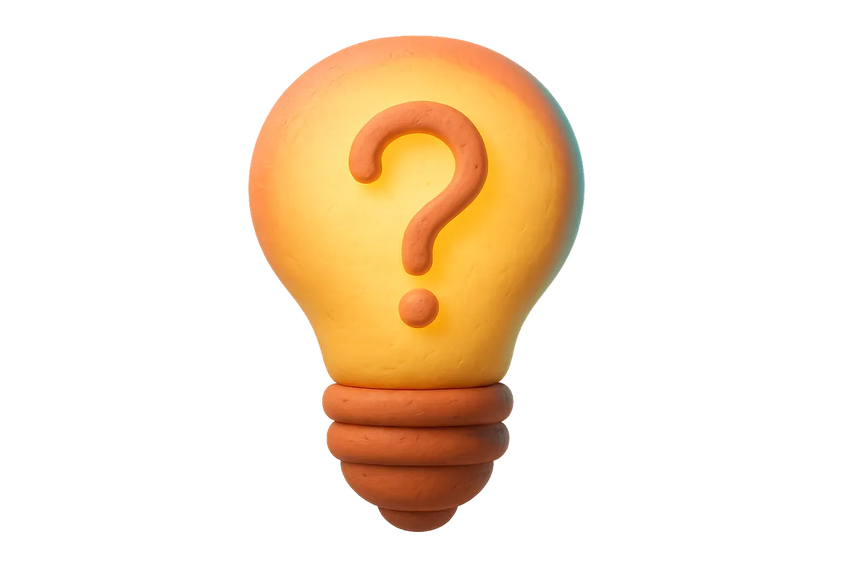 Playful 3D clay-styled library books and glowing question mark symbolizing expert family resources