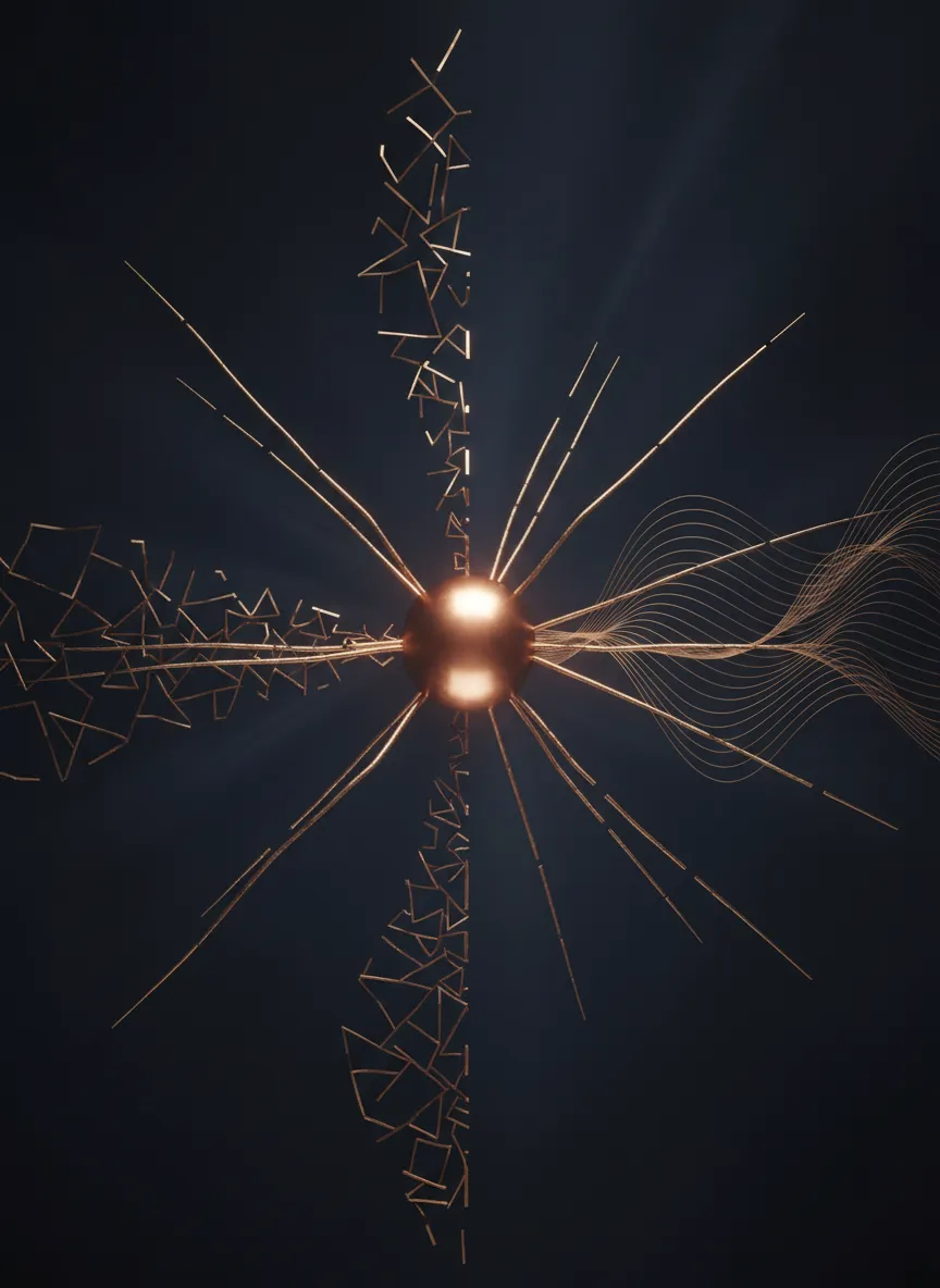 Visual representation of central energy branching out into coherent alignment