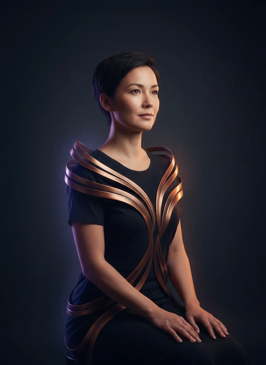 Calm, aligned individual with coherent energy field