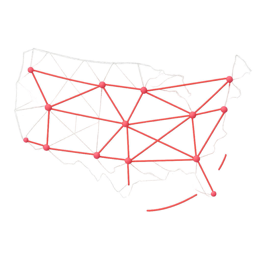 Abstract representation of a nationwide multi-industry recruiting network