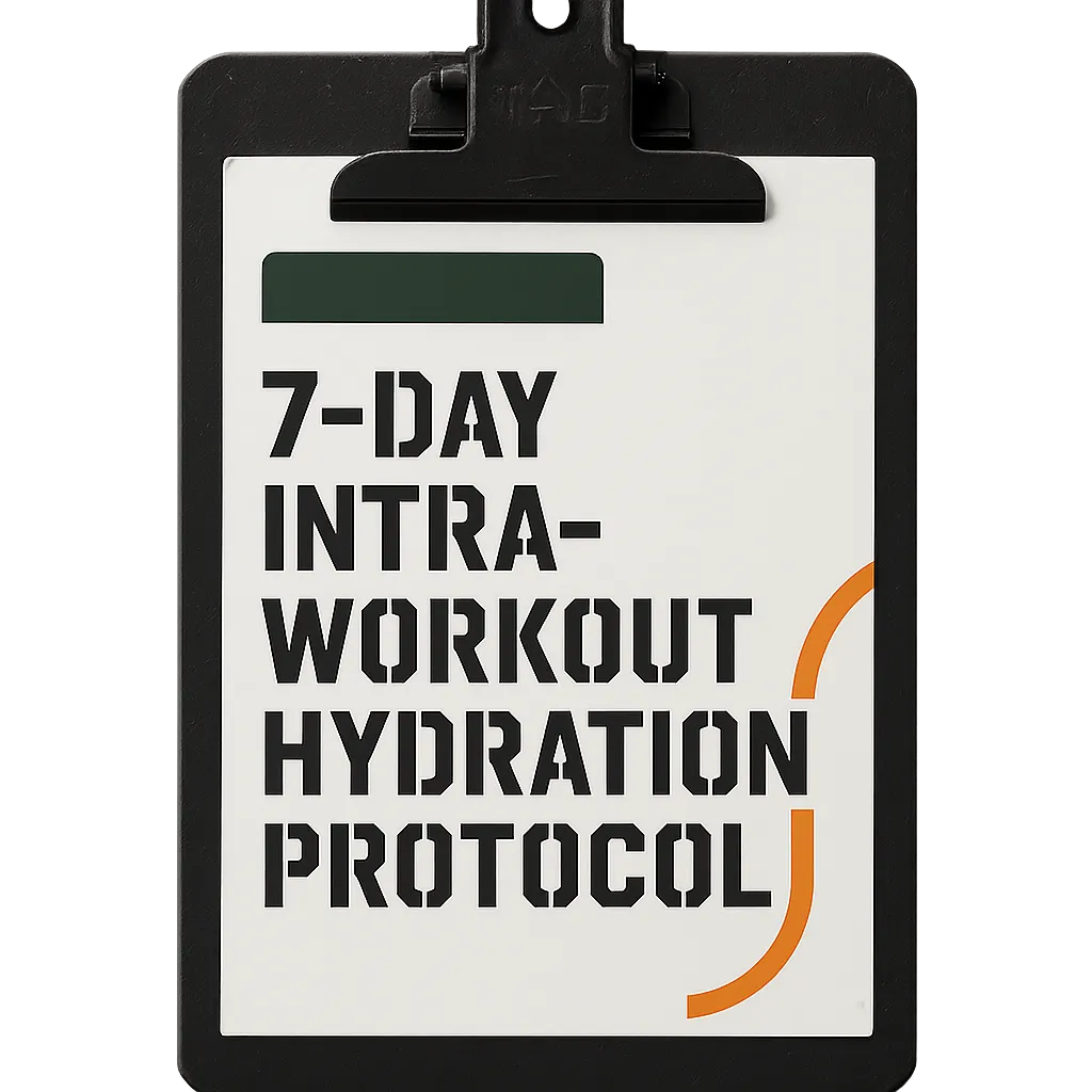7-Day Intra-Workout Hydration Protocol Digital Guide on Industrial Clipboard