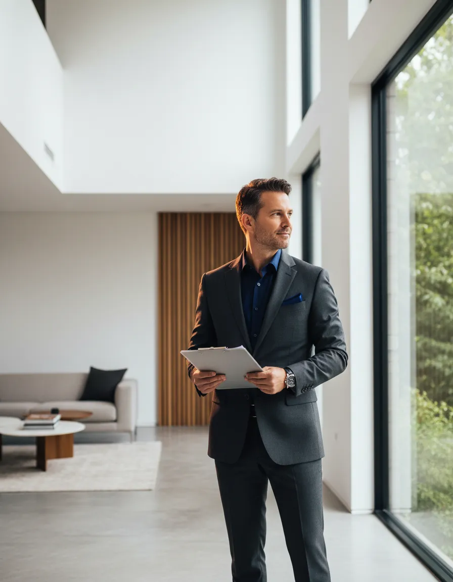 Property management professional inspecting a home