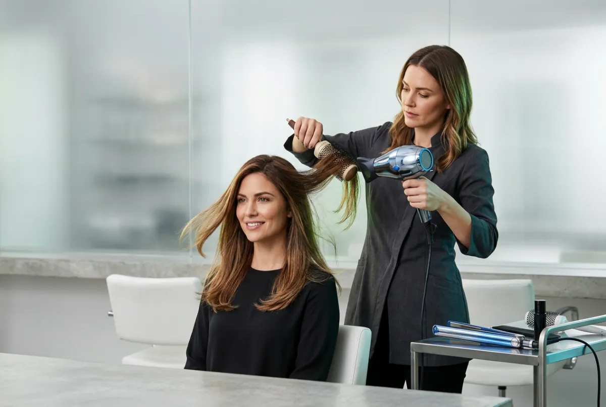 Women's blowout and thermal hair styling