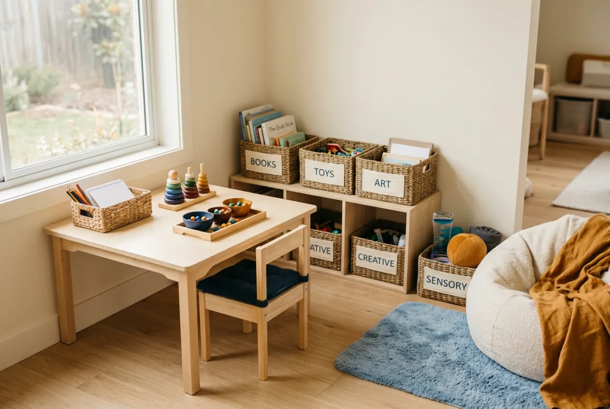 Calm, naturally lit tutoring space featuring comfortable ergonomic seating and reduced sensory distractions