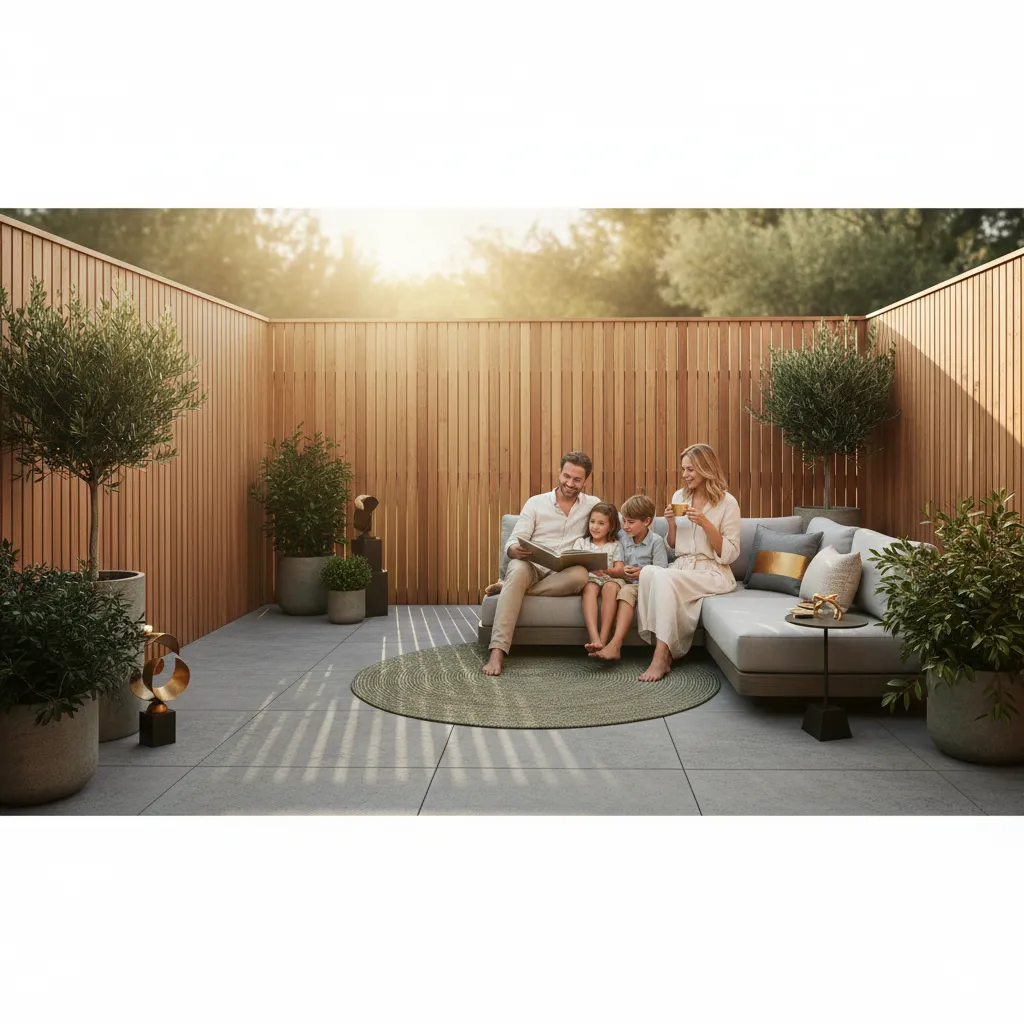 Family enjoying enhanced privacy in a secluded yard