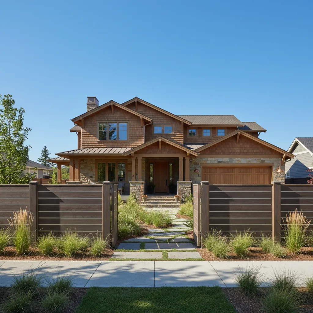Wide shot of a beautifully fenced premium estate