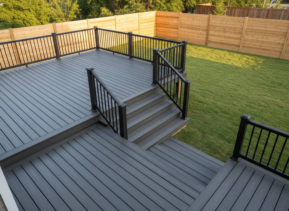 Backyard Trex deck replacement in Nashville after removing old wood deck