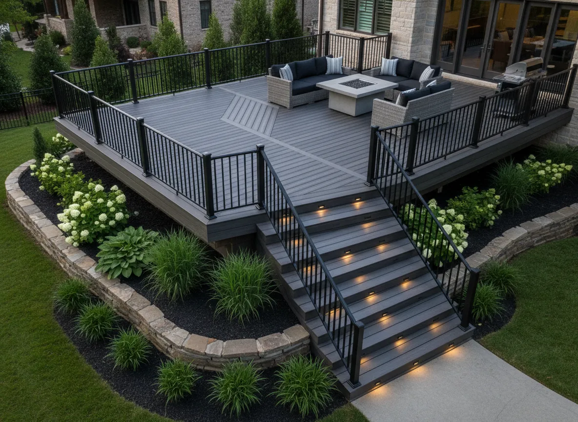 Composite deck replacement project in Nashville with Trex decking