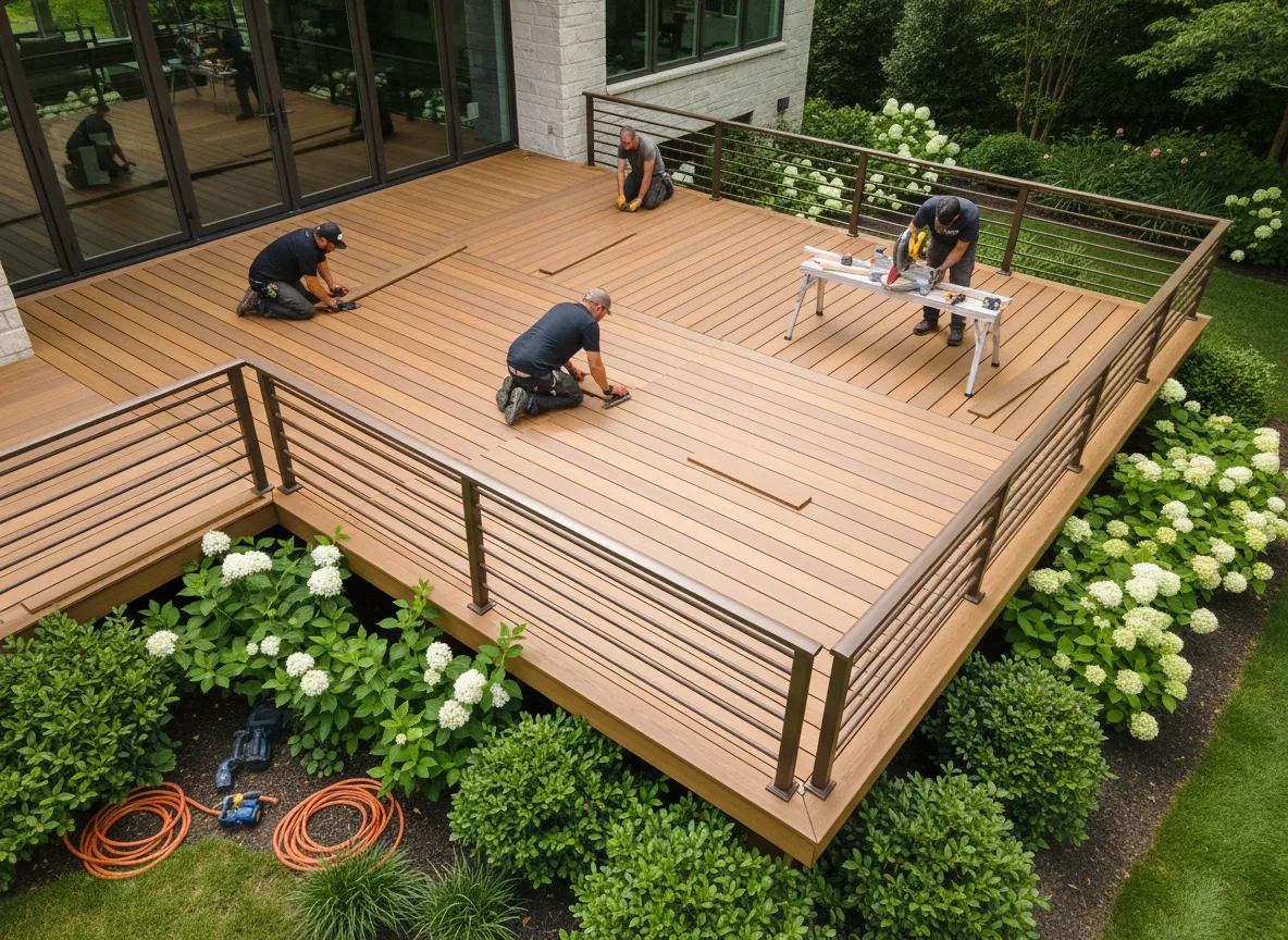 Professional Trex deck installation in Nashville backyard