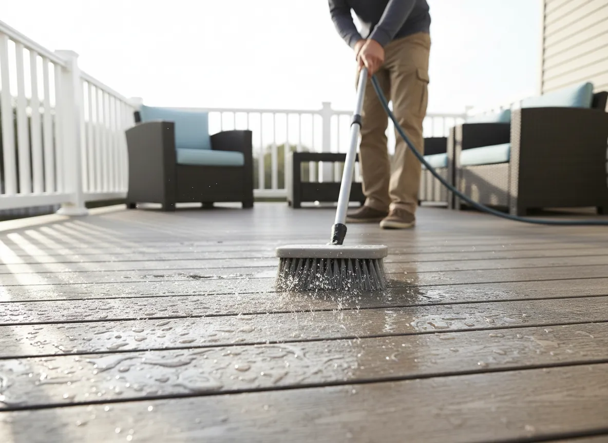 Trex deck maintenance with simple cleaning